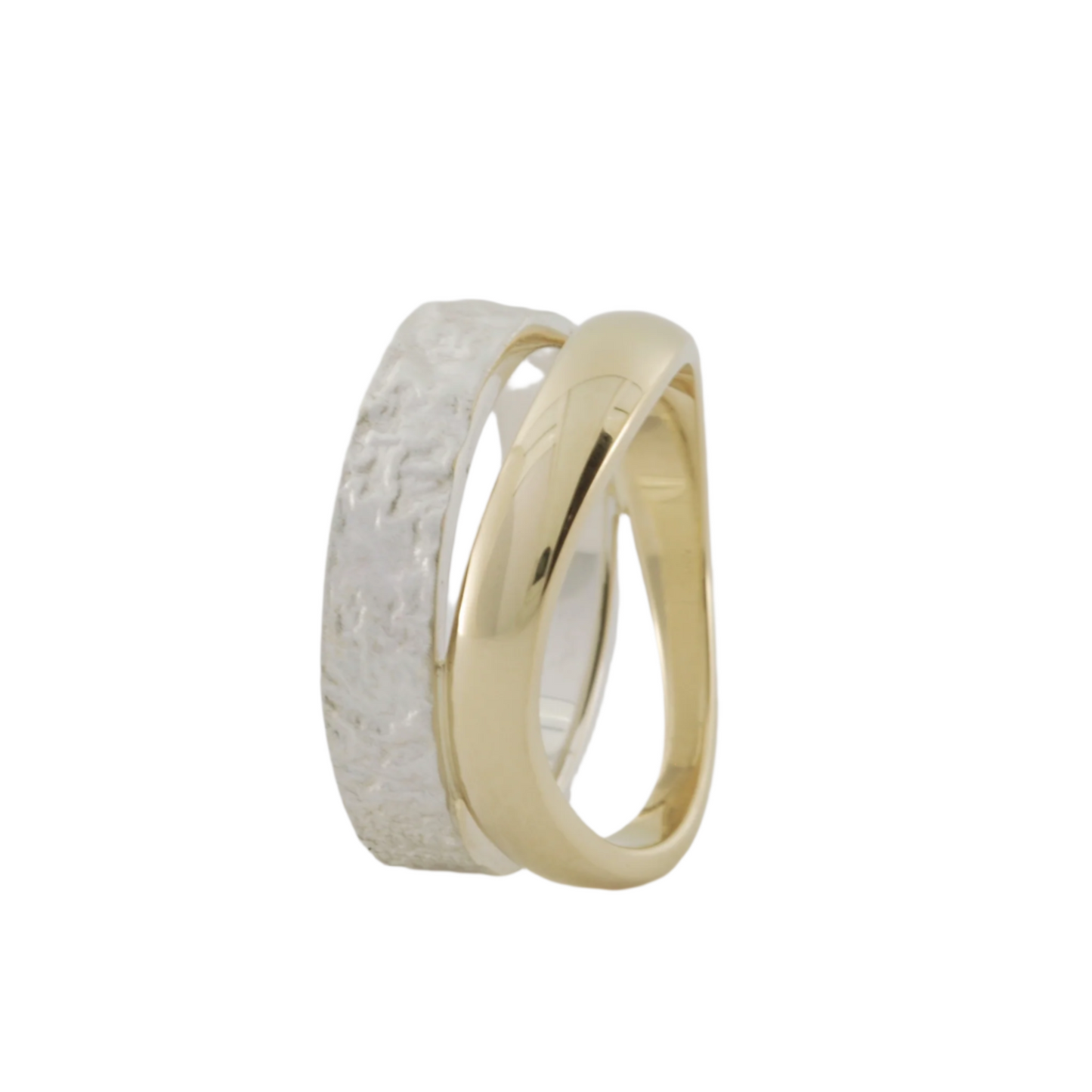 Gold Wave & Reticulated Silver Ring