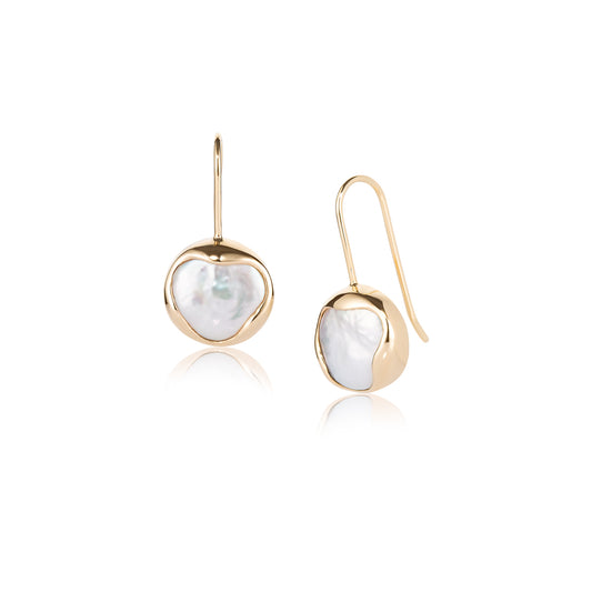 Freshwater Button Pearl Drop Earrings