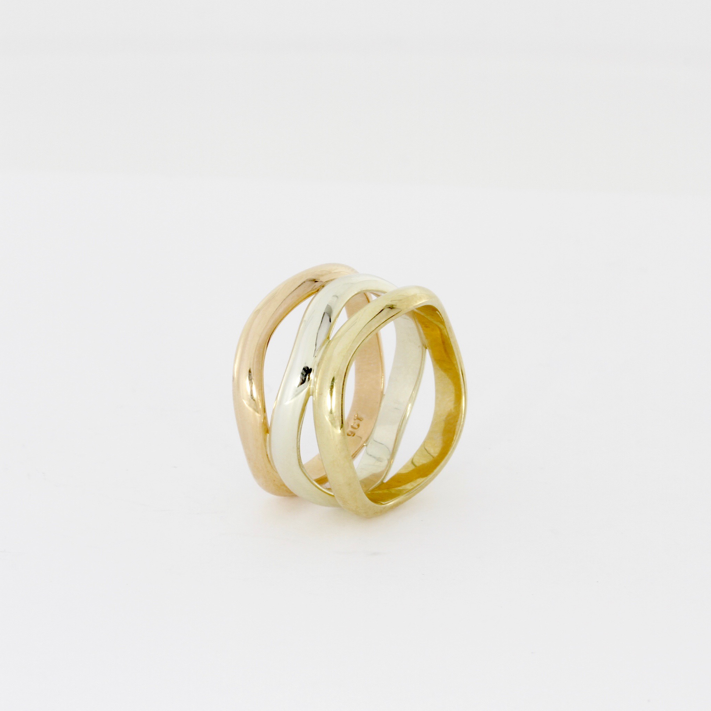 Tri Colour Wave Ring