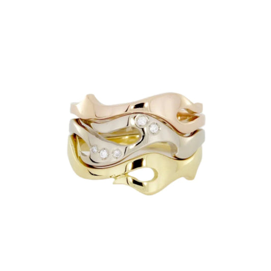 'Seagrass' Triple Gold Ring